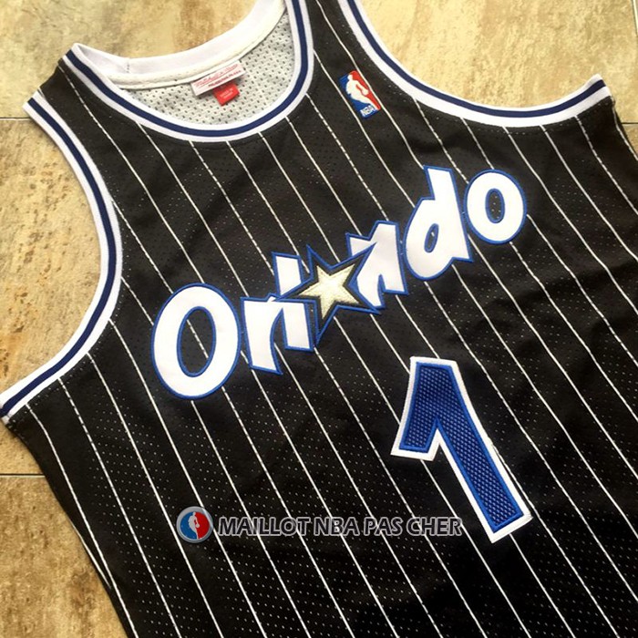 Maillot Orlando Magic Tracy McGrady No 1 Hardwood Classics Throwback Noir